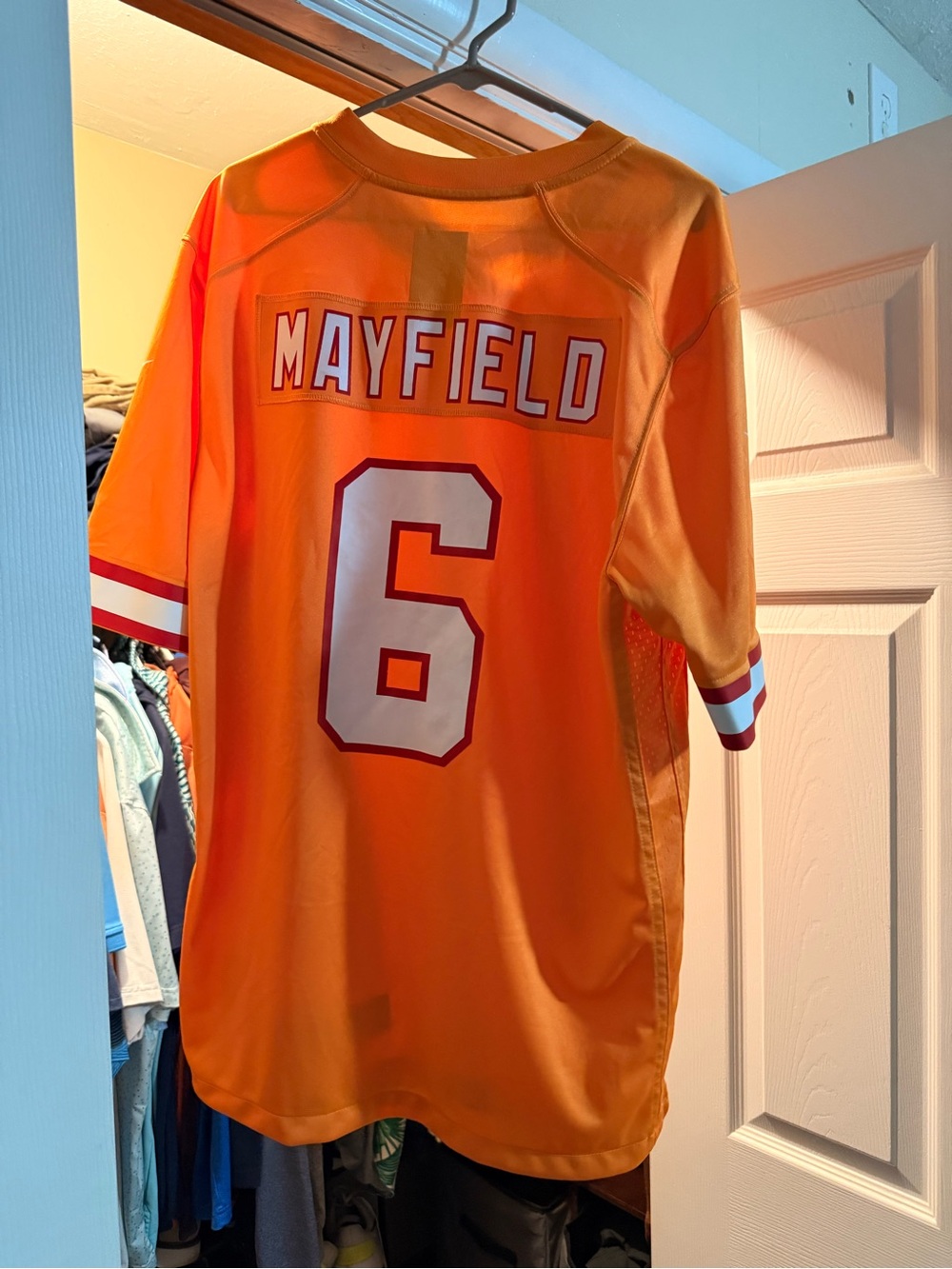 Nike Orange Mayfield #6 Men's Football Jersey